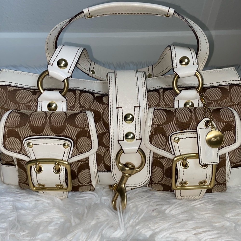 Coach White/Gold Satchel